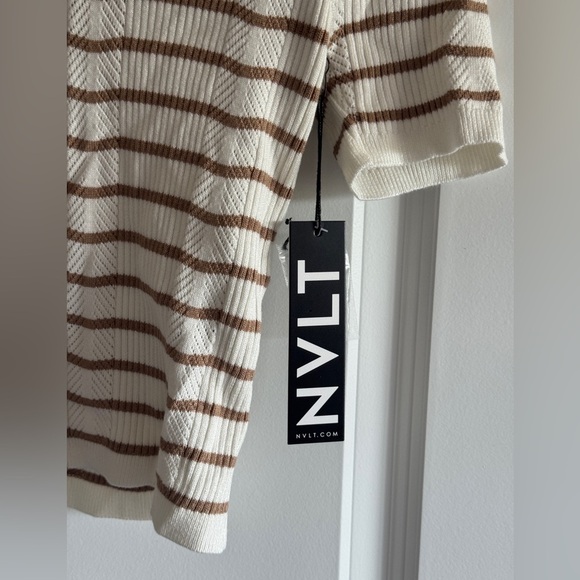 NVLT Beige and White Striped Button Down Shirt - Picture 8 of 12